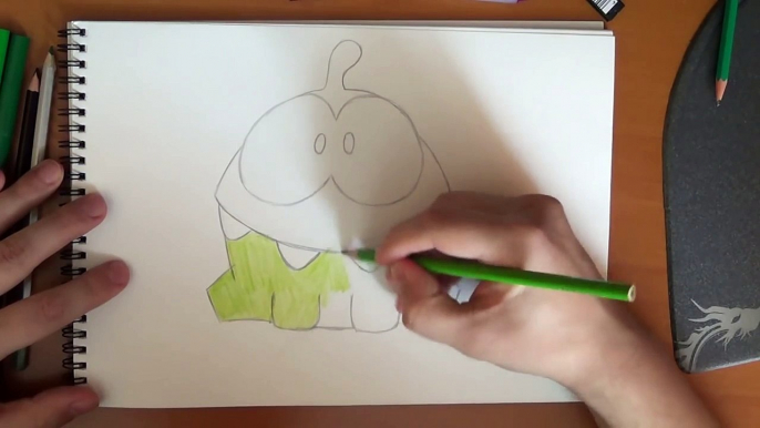 How to draw Om Nom from Cut the Rope, Como dibujar om nom, Как нарисовать Ам Няма