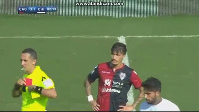 Fabio Psacane RED Card - Cagliari 0-1 ChievoVerona  24.09.2017