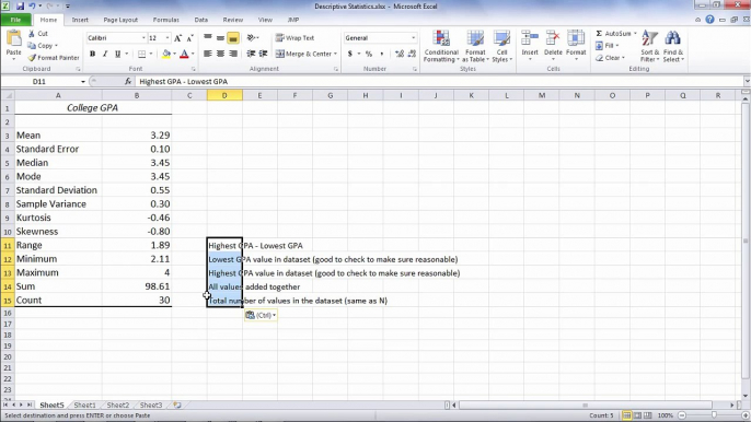 Descriptive Statistics in Excel - Mean (Average), Median, Mode, and Standard Deviation