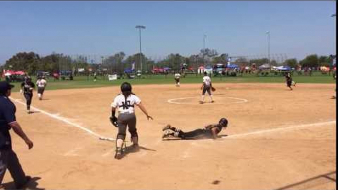 Softball Player Hits And Falls