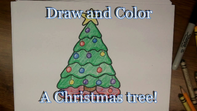 Drawing: How To Draw a Cute Cartoon Christmas Tree - Easy step by step drawing lesson