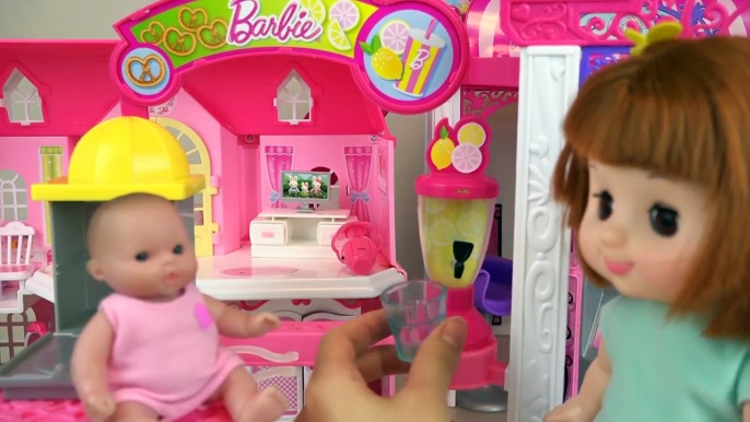 Baby doll and slide house toys playing baby sitter