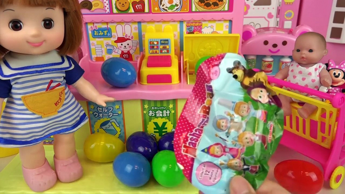 Baby doll and Surprise eggs Kitchen and vending machine, Kinder joy toys play