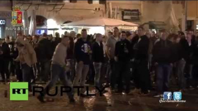 RAW Feyenoord fan Roman rampage - Dutch football hooligans run riot