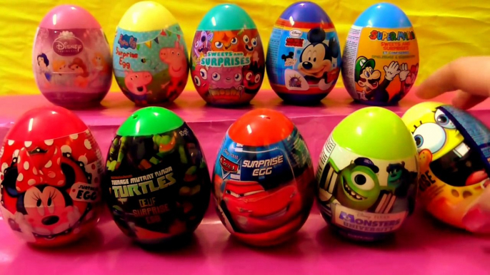 Surprise eggs Peppa pig Mickey Mouse SpongeBob Disney Pixar