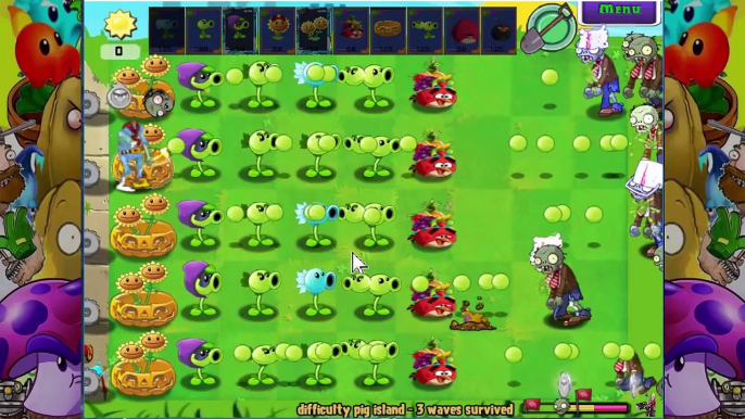 Plants vs Zombies Angry Birds: Team Plant Pea and Birds Defense. PvZ