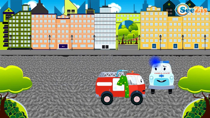 The Red Fire Truck and The Police Car + 1 Hour kids videos compilation Service & Emergency Vehicles