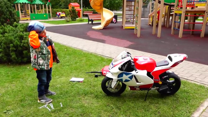 Funny BABY Unboxing And Assembling The Sport Bike - Ride On Mini Pocket POWER WHEEL