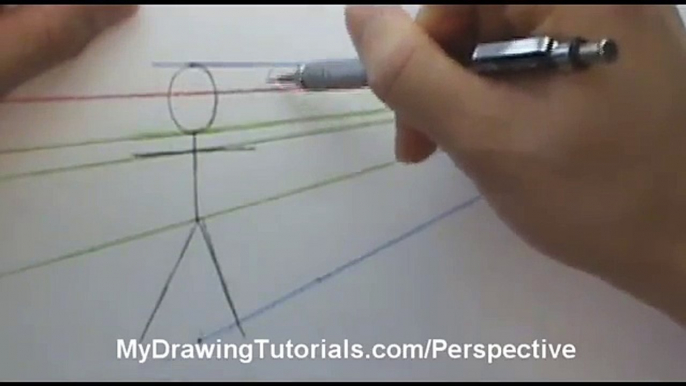 Perspective Art Lesson - How To Draw People In Perspective - Stick Figure Drawing In Perspective