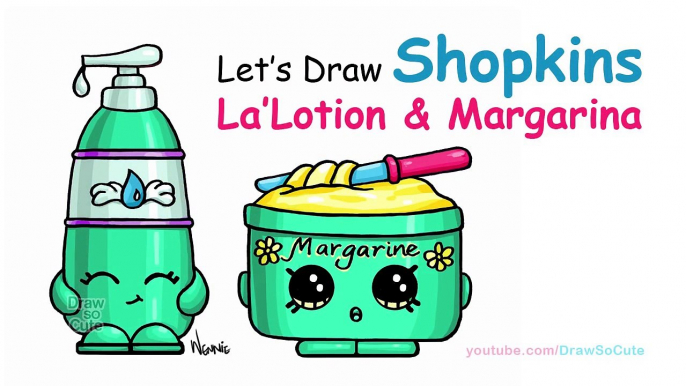 How to Draw Shopkins LaLotion and Margarina Cute and Easy step by step