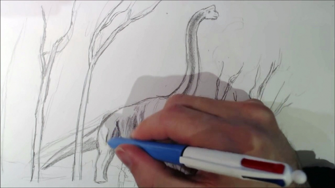 Drawing Jurassic Park Brachiosaurus Scene