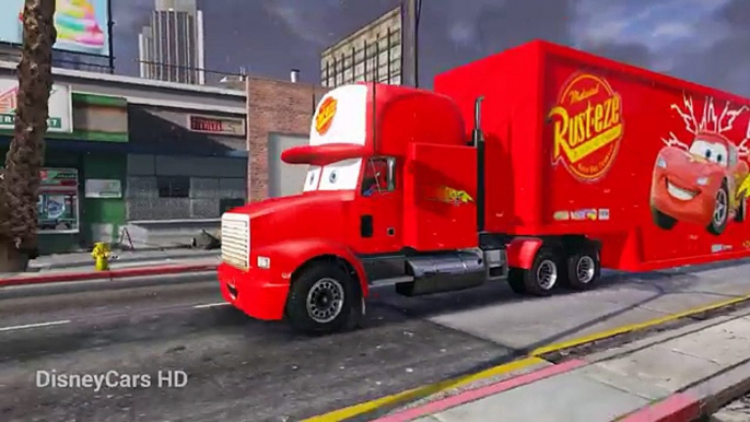 Disney Cars Colors Lightning McQueen Transportation w/ Mack Truck Hauler - Nursery Rhymes Songs