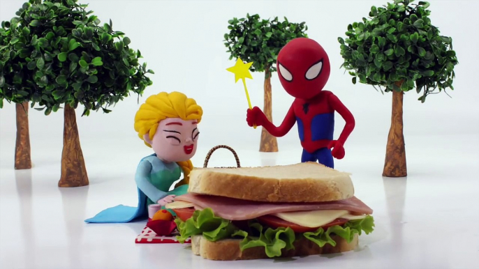 Superhero Babies & Frozen Elsa Make Pizza - Superhero Play Doh Cartoons & Stop Motion Movies