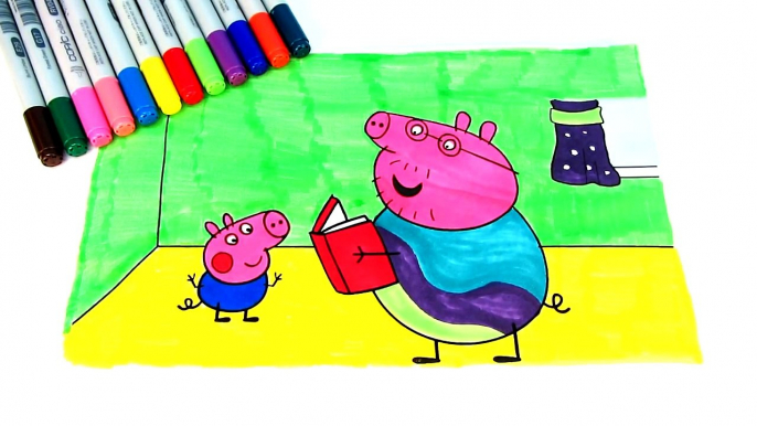 Mummy Pig Peppa Pig Drawing. Coloring Book Pages Videos For Kids with Colored Markers