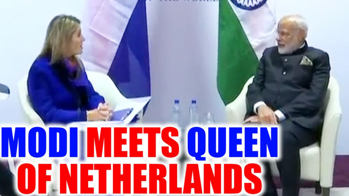 PM Modi meets Queen Maxima of Netherlands on the side lines of WEF 2018, Watch | Oneindia News