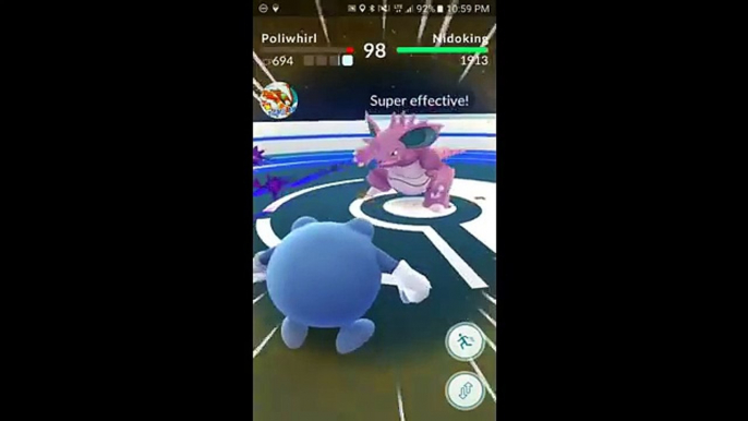 Pokémon GO Gym Battles Two Level 3 gyms Poliwag Poliwhirl Poliwrath Arcanine & more