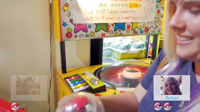 Who can win more Pokeballs? Robot Pokemon arcade game battle at NeoFuns! | The Crane Couple