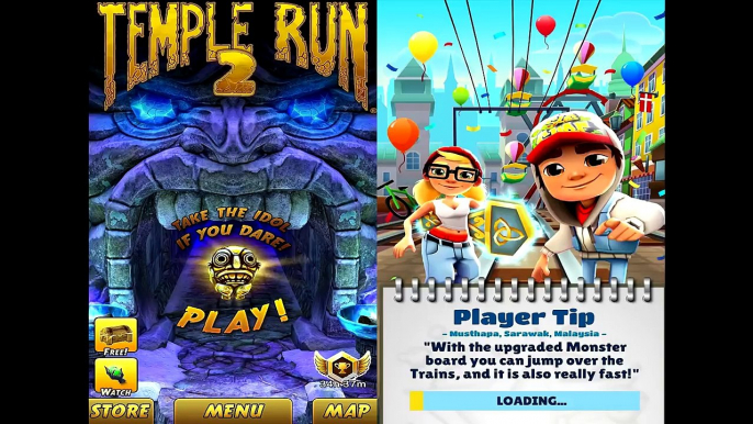 Temple Run 2 Frozen Shadows VS Subway Surfers Copenhagen Android iPad iOS Gameplay HD