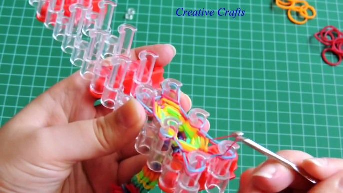 Tutorial Pulsera de gomitas Rainbow Loom en español 6 pins Hexafish.