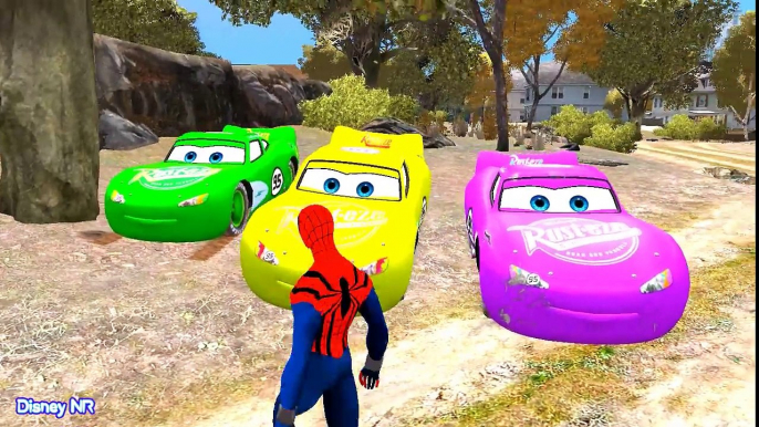 Lightning Mcqueen Colors Cars in Spiderman Cartoon Video for kids and More Nursery Rhymes