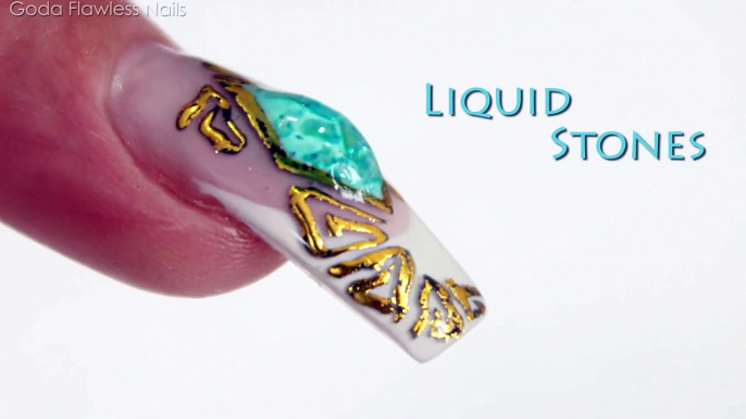 E.Mi Liquid Stones + French Gel Nails Tutorial by Goda ❤ Flawless Nails