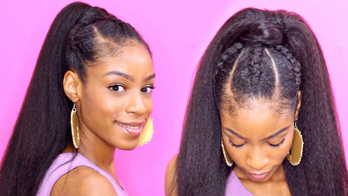 Easy Cornrows Ponytail► Natural Hair Protective Styles