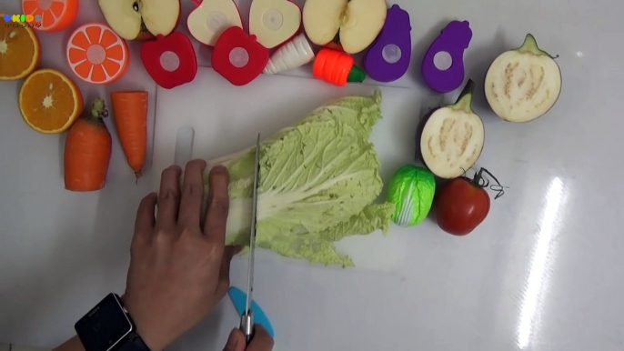 Learn Names of Toy Fruit and Vegetables VS Real Fruits and Vegetables Cutting for Kids