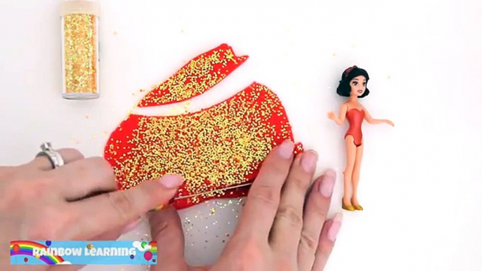 Play Doh Sparkle Disney Princess Dresses Ariel Elsa Magiclip Dolls * Learn Colors * RainbowLearning