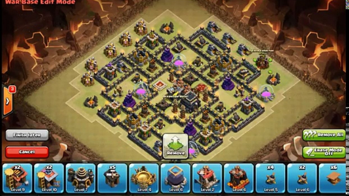 Clash of Clans - War Base TH9 Anti Gowipe | Lavaloon | Hog riders | Speed buid + Replays