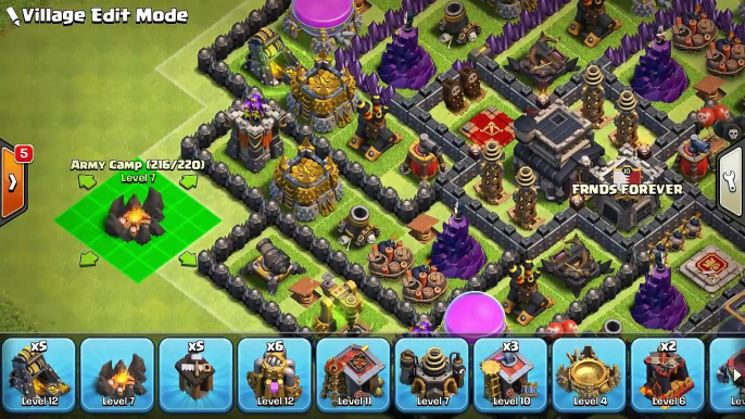 Clash of Clans - Town Hall 9 Defense (CoC TH9) BEST Trophy Base Layout + Defense Replays