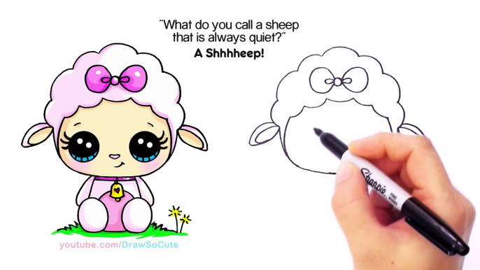 How to Draw a Cute Lamb step by step Easy - Cartoon Animal Sheep