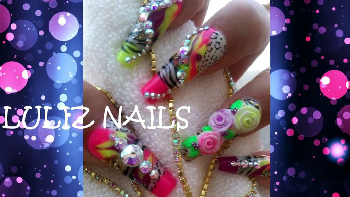 uñas acrilicas rosas estilo sinaloa 3D y punta moderna en colaboracion con Luliz Nails