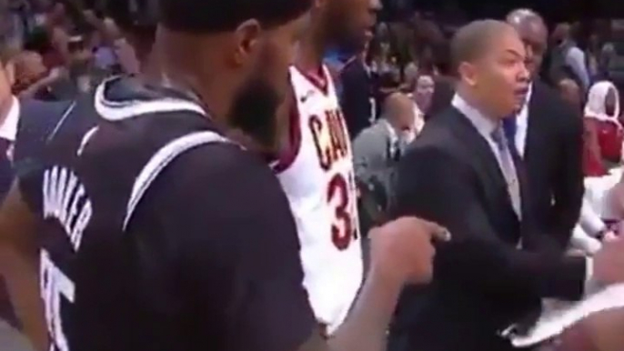 Nets' Trevor Booker eavesdropping on Cleveland's tactics!