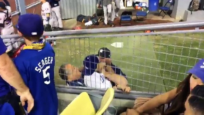 A crazy fan jumps the fence during Dodgers vs Astros!