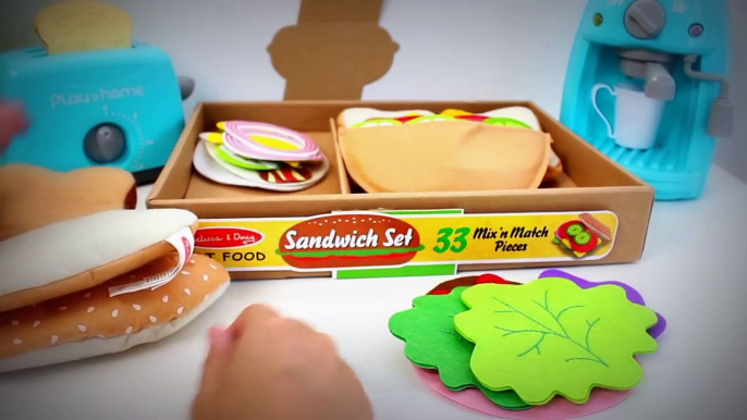 Sandwich Set Melissa & Doug Felt Food Toy Cutting Food Make Burgers Kebaps Play Food Videos