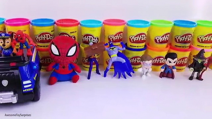 Huge Spiderman Play-Doh Surprise Eggs Collection Fun Learn Colors Video for Kids Toddlers & Children