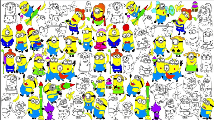 Many Minions from Despicable Me Coloring for Children - Minions Coloring for Kids