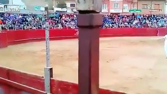 MAN TRIES TO JUMP A BULL AND GETS KNOCKED OUT...WELL DONE MR. BULL...WELL DONE