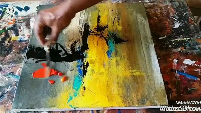 Acrylic abstr painting demonstration #Palette knife blending