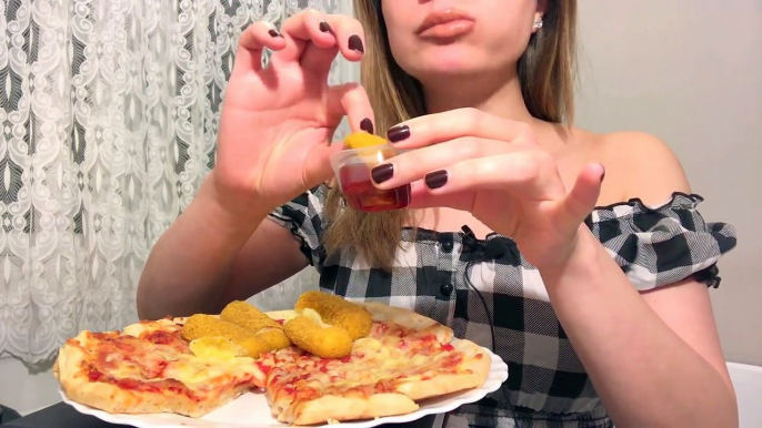 Pizza & Cheesy Mozzarella Sticks (ASMR Excessive Eating Sounds)