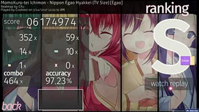 Cookiezi  MomoKuro-tei Ichimon - Nippon Egao Hyakkei (TV Size) [Egao] +HD,DT FC (97.23%, 459pp)