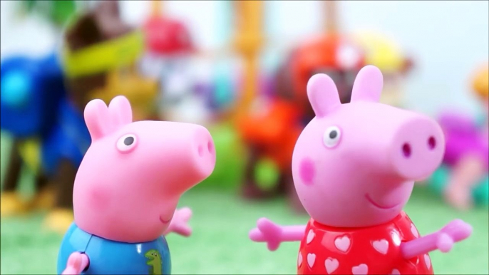 Pig George da Família Peppa Pig Patrulha Canina a Piscina e o Cocô no Parque! Em Portugues