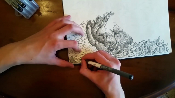 Boy Draws a Heart, Trees and some Rocks [Time lapse]