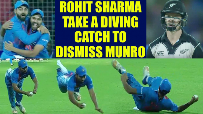 India vs NZ 3rd T20I : Rohit Sharma takes a stunning catch to dismiss Colin Munro | Oneindia News