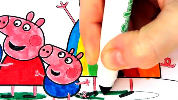 Peppa Pig with Goldie The Fish and Her Family Coloring Book Pages Video For Kids