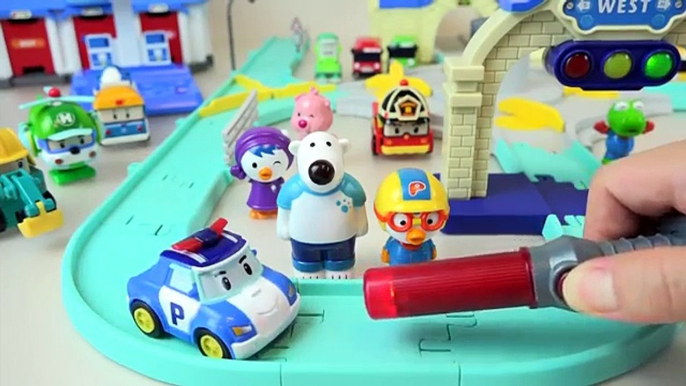 Robocar Poli City hall Tayo bus car toys and Kinder Joy Surprise eggs