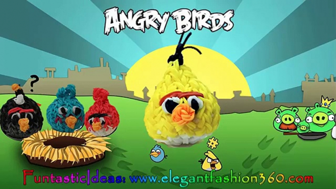 Rainbow Loom Angry Birds(Yellow Bird) 3D Charms - How to Loom Bands Tutorial by Elegant Fashion 360