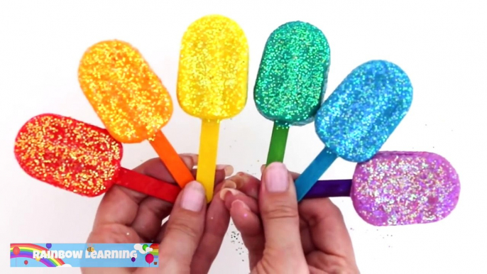 DIY Soft Pyramid Jelly Gummy Pudding Learn Colors Play Doh Glitter Popsicles * RainbowLearning