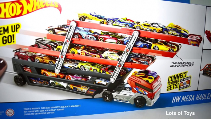 Giant Truck Hauler and 50 Matchbox Cars, Hot Wheels Semi Trucks, Dinotrux Toys