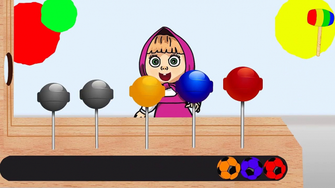 Learn Colors with Masha and Lollipops Soccer Balls WOODEN HAMMER Cartoon for Kids Toddlers Babies